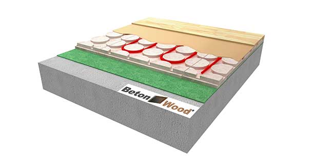 Massetto a secco radiante su fibra di legno Underfloor